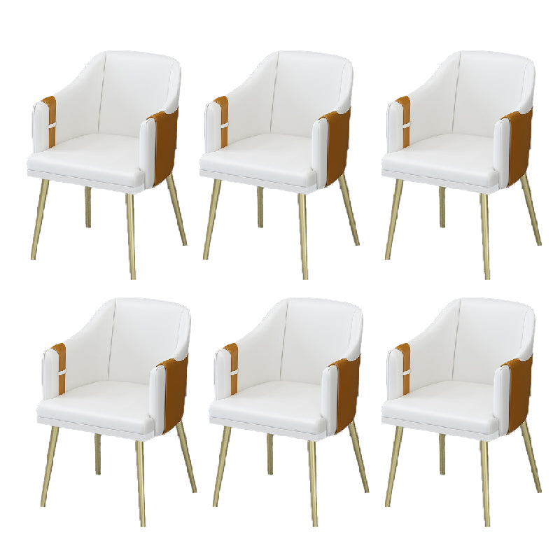 Glam Style Dining Chair Upholstered Faux Leather Dining Arm Chair