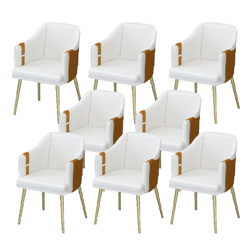 Glam Style Dining Chair Upholstered Faux Leather Dining Arm Chair