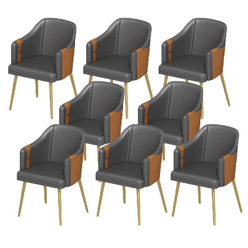 Glam Style Dining Chair Upholstered Faux Leather Dining Arm Chair