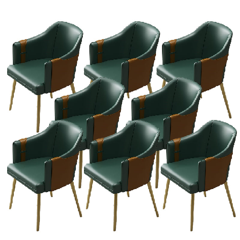 Glam Style Dining Chair Upholstered Faux Leather Dining Arm Chair