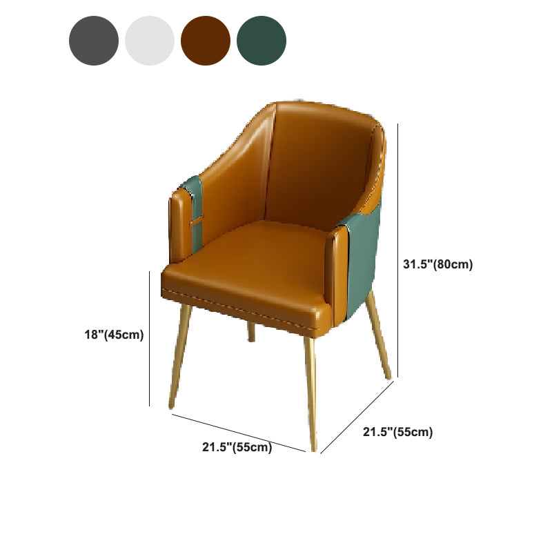 Glam Style Dining Chair Upholstered Faux Leather Dining Arm Chair