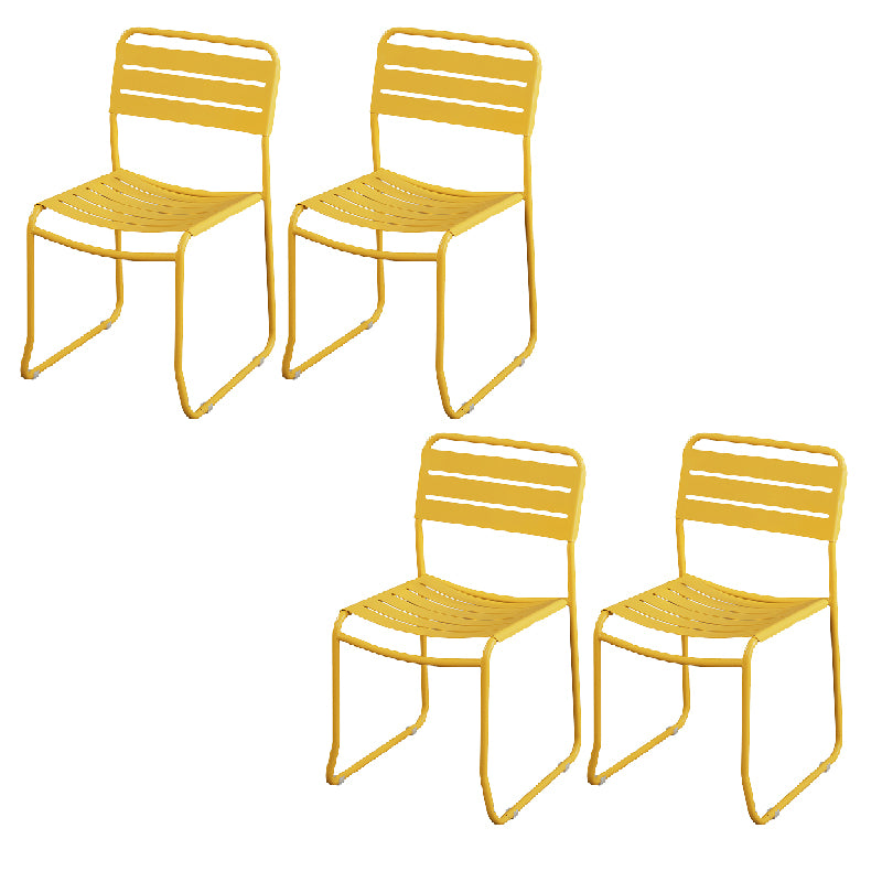 Glam Style Dining Chair Metal Ladder Back Side Chair for Patio