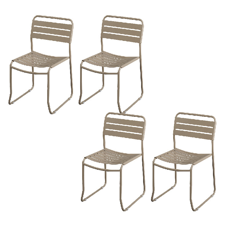 Glam Style Dining Chair Metal Ladder Back Side Chair for Patio