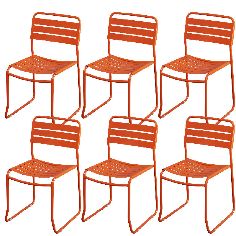 Glam Style Dining Chair Metal Ladder Back Side Chair for Patio