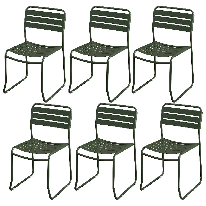 Glam Style Dining Chair Metal Ladder Back Side Chair for Patio