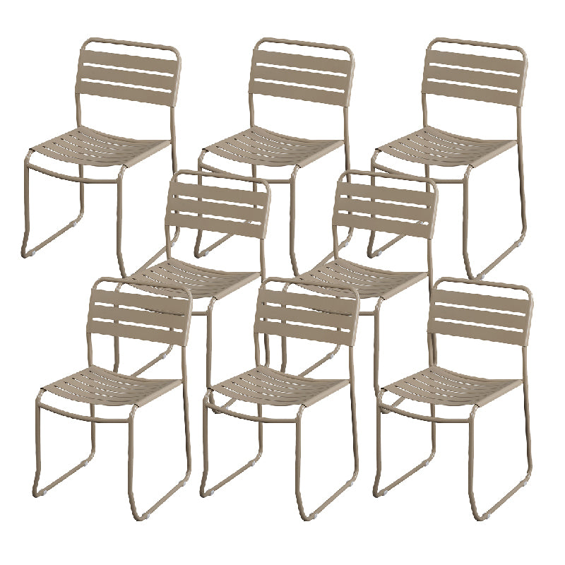 Glam Style Dining Chair Metal Ladder Back Side Chair for Patio