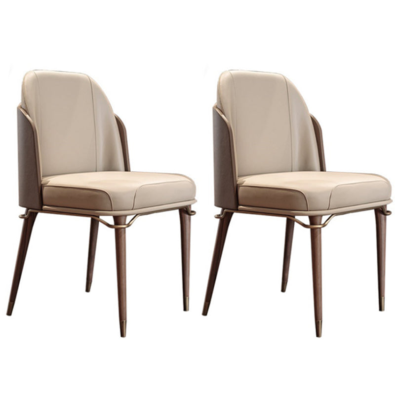 Parsons Leather Dining Chair Contemporary Conference Room Beige Side Chair