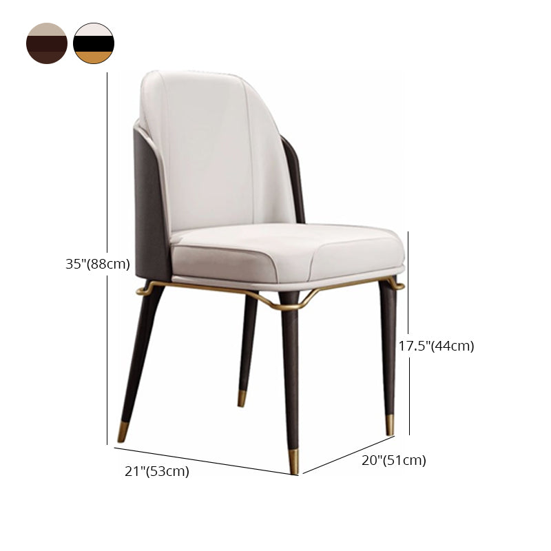 Parsons Leather Dining Chair Contemporary Conference Room Beige Side Chair