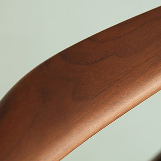 Contemporary Rubberwood Open Arm Chair Natural Leather Dining Chair