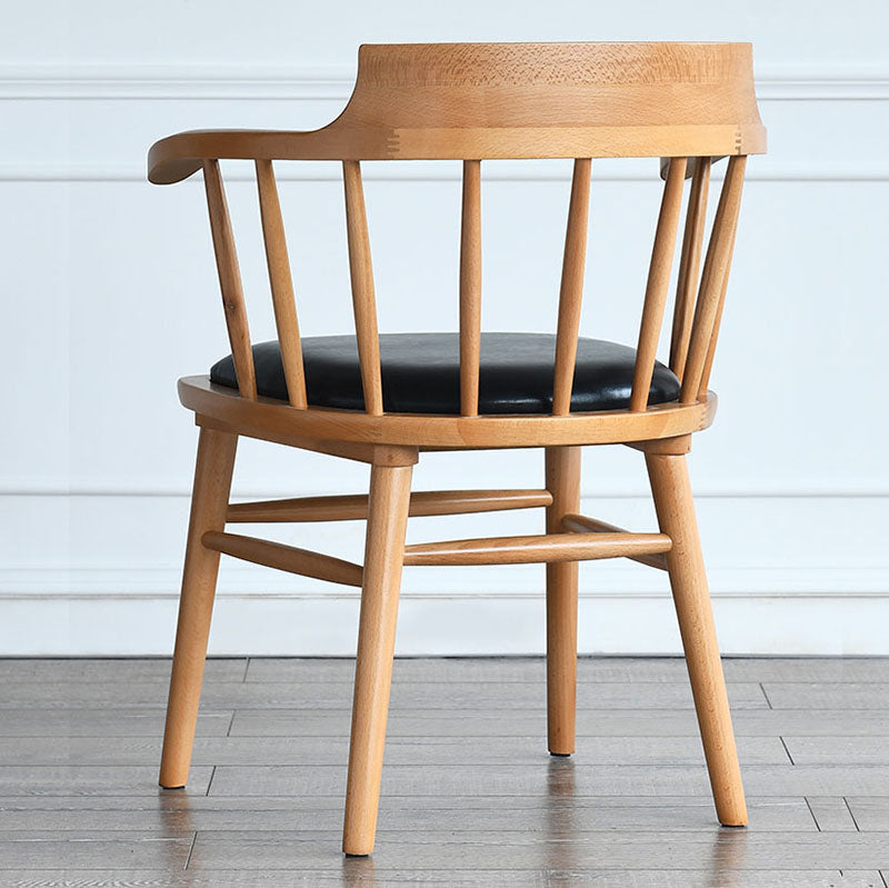 Contemporary Windsor Back Arm Chairs Leather Dining Chairs for Home