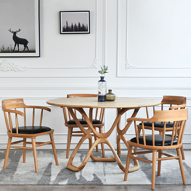 Contemporary Windsor Back Arm Chairs Leather Dining Chairs for Home