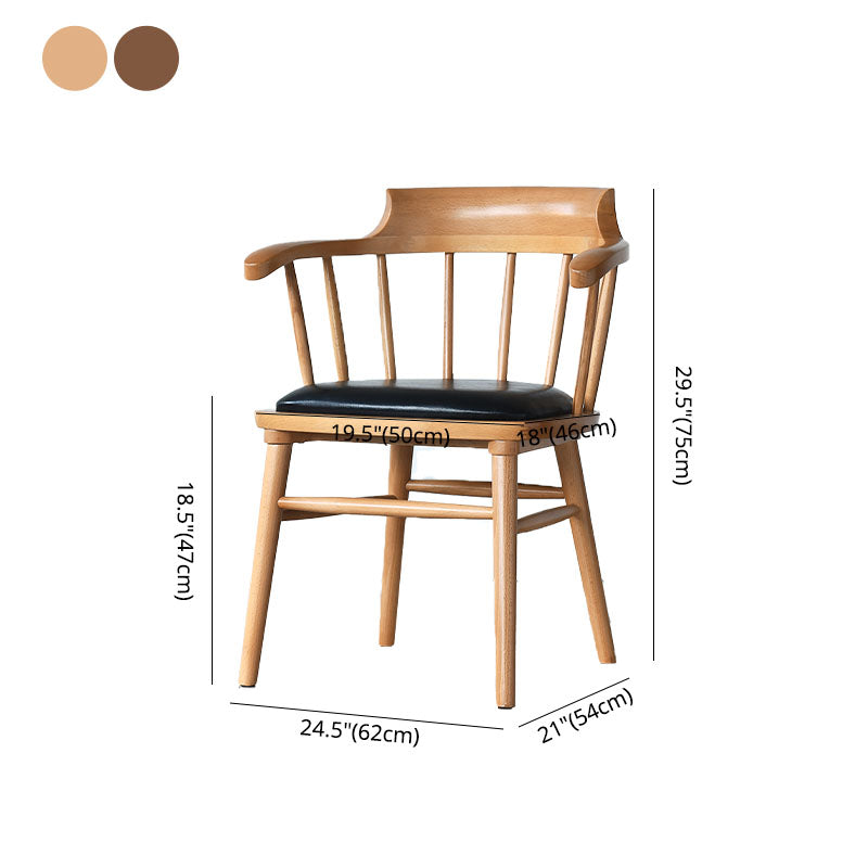 Contemporary Windsor Back Arm Chairs Leather Dining Chairs for Home