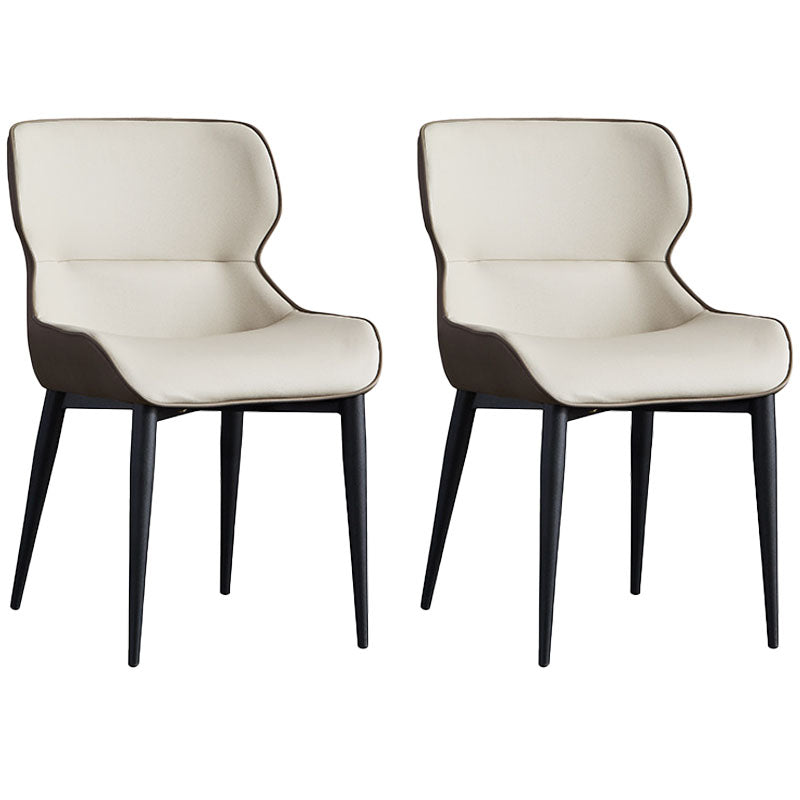 Leather Dining Side Chair Contemporary Style Wingback Parsons Arm Chairs