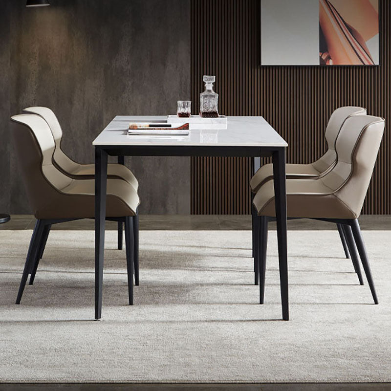 Leather Dining Side Chair Contemporary Style Wingback Parsons Arm Chairs