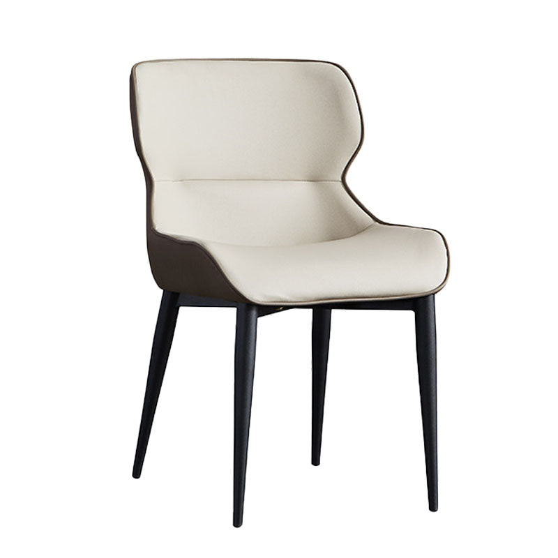 Leather Dining Side Chair Contemporary Style Wingback Parsons Arm Chairs