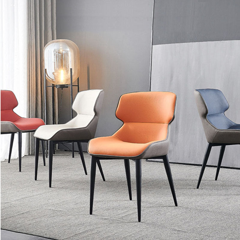 Leather Dining Side Chair Contemporary Style Wingback Parsons Arm Chairs