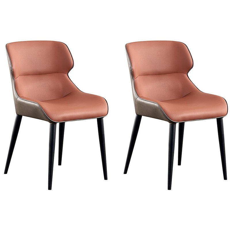 Leather Dining Side Chair Minimalist Style Wingback Parsons Arm Chairs