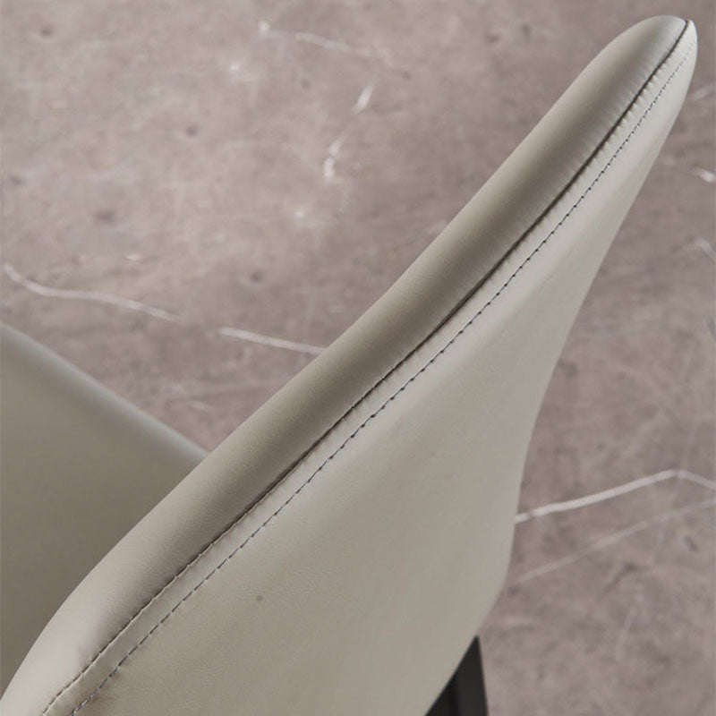 Minimalist Solid Back Dining Chairs Microfiber Leather Dining Chairs