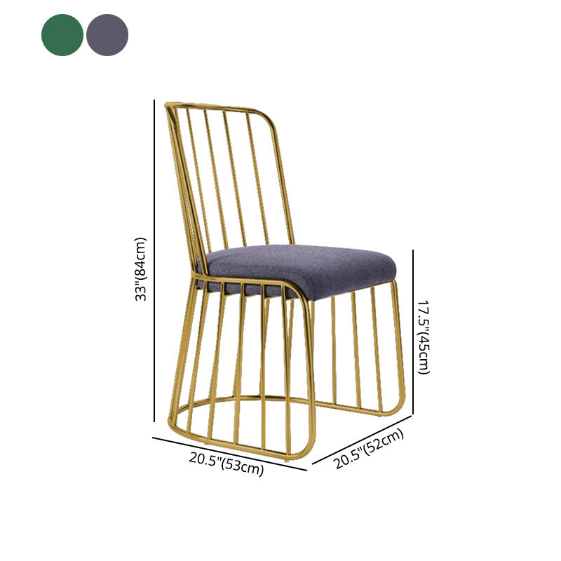 Glam Metal Dining Room Chair Windsor Back Side Chair for Home Use