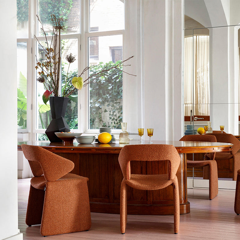 Fabric Dining Chair Designer Style Open Back Dining Arm Chair