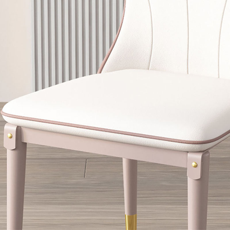 Leather Dining Side Chair Scandinavian Design Solid Back Armless Dining Chairs