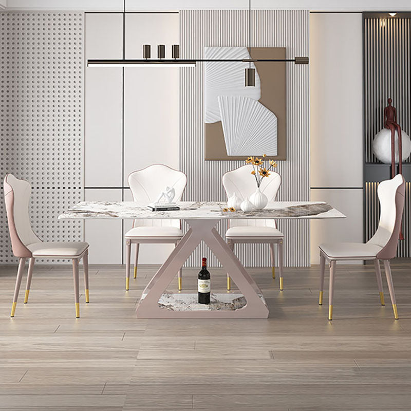 Leather Dining Side Chair Scandinavian Design Solid Back Armless Dining Chairs