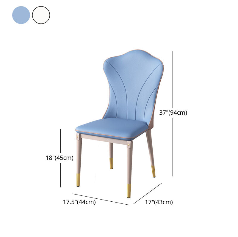 Leather Dining Side Chair Scandinavian Design Solid Back Armless Dining Chairs