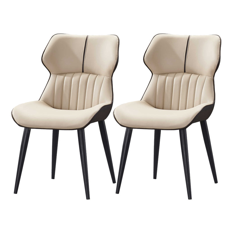 Contemporary Arm Dining Chairs Leather Curved Parsons Chair for Brasserie