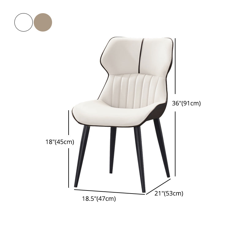 Contemporary Arm Dining Chairs Leather Curved Parsons Chair for Brasserie