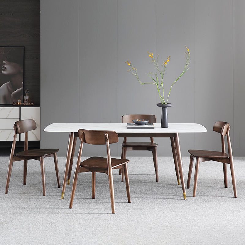 Contemporary Style Dining Chairs Open Back Dining Armless Side Chairs with Wooden Legs