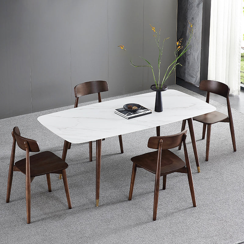 Contemporary Style Dining Chairs Open Back Dining Armless Side Chairs with Wooden Legs