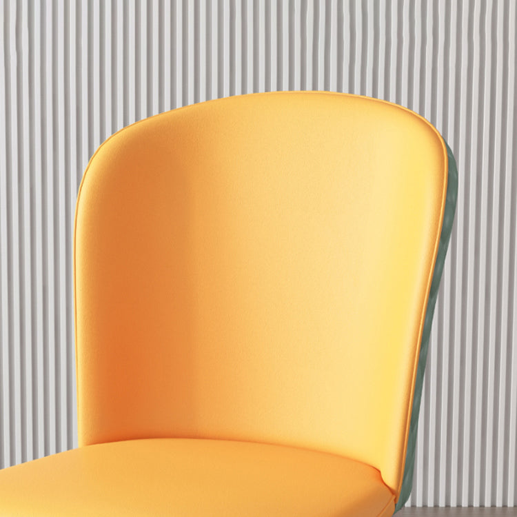 Leather Dining Side Chair Scandinavian Style Armless Solid Back Chairs