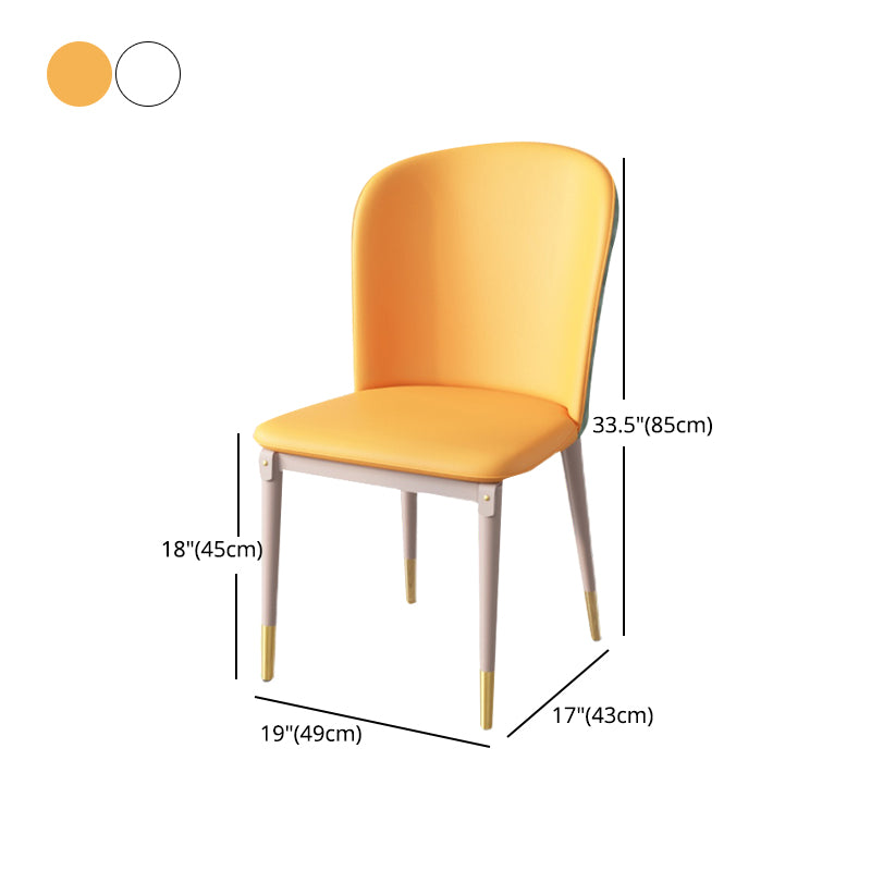 Leather Dining Side Chair Scandinavian Style Armless Solid Back Chairs