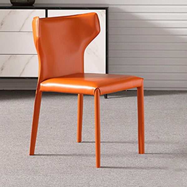 Modern Metal Dining Room Chair Armless Leather Side Chair for Home Use