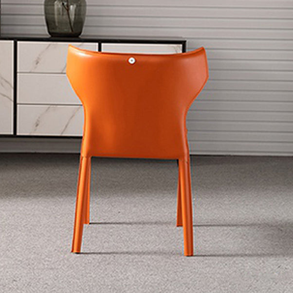 Modern Metal Dining Room Chair Armless Leather Side Chair for Home Use