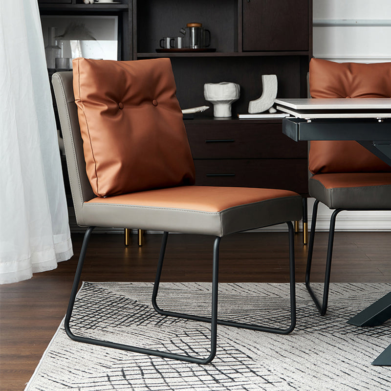 Modern Home Solid Back Chair Leather Matte Finish Dining Chair