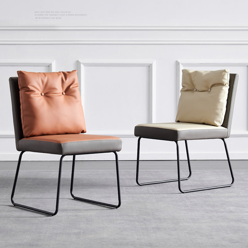 Modern Home Solid Back Chair Leather Matte Finish Dining Chair