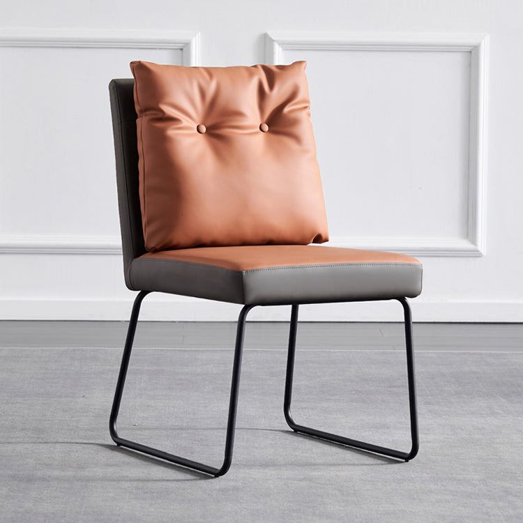 Modern Home Solid Back Chair Leather Matte Finish Dining Chair