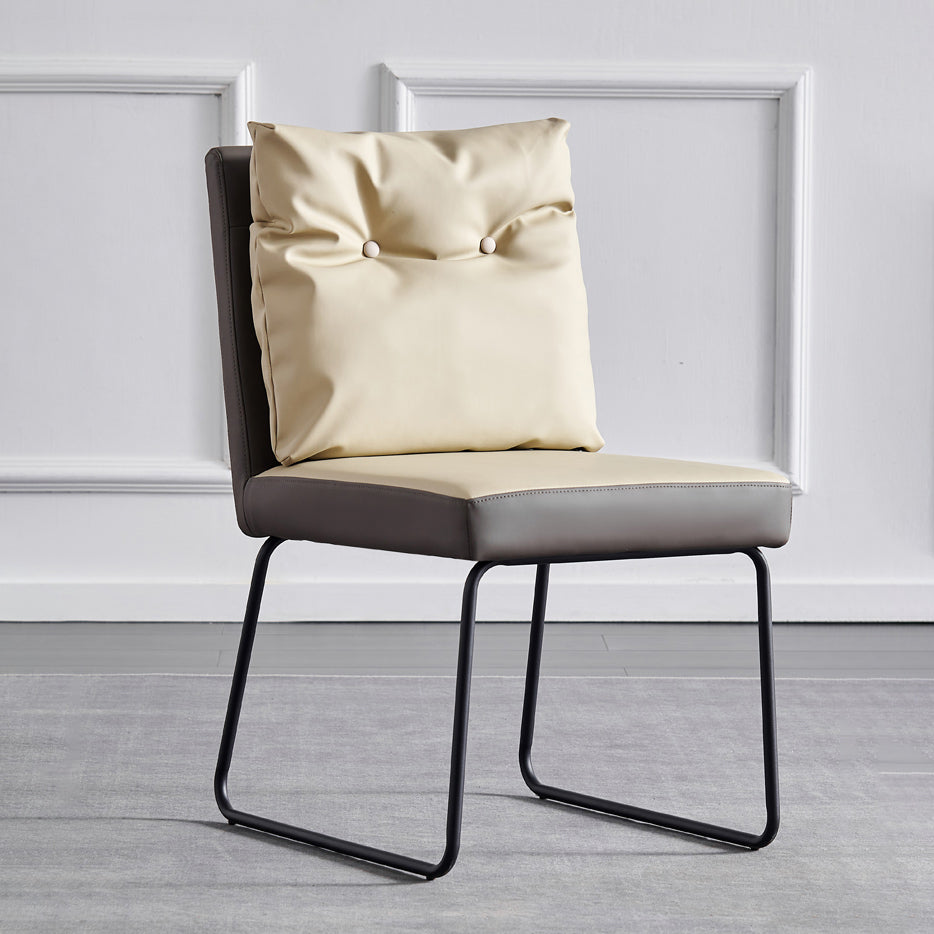 Modern Home Solid Back Chair Leather Matte Finish Dining Chair