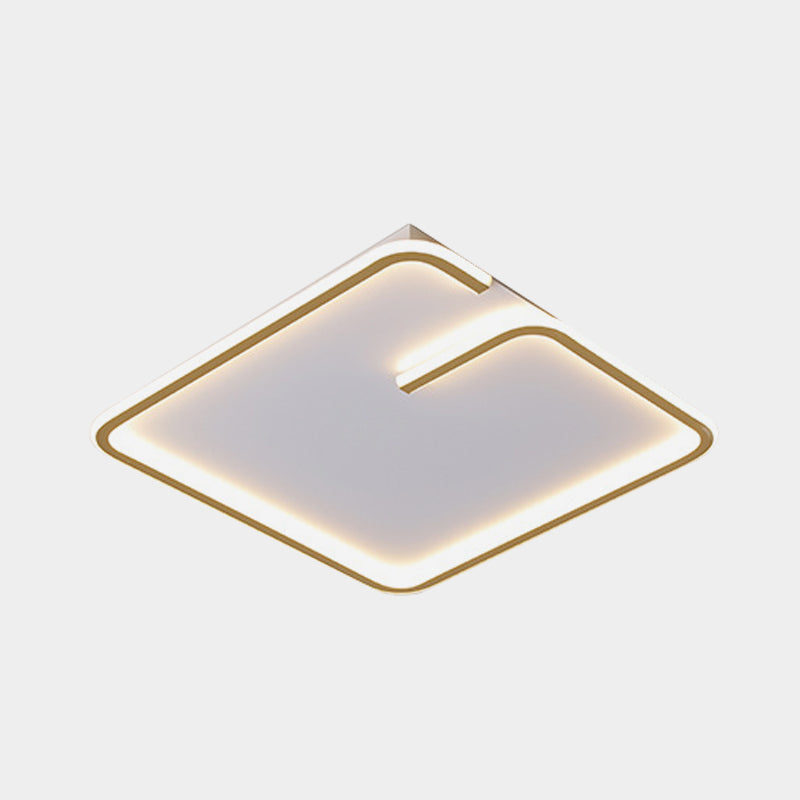 White Square Flushmount Simple LED Acrylic Flush Mounted Light in Warm/White Light, 16"/19.5" Width