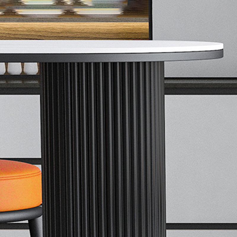 Industrial Stone Pub Dining Set 1/5 Pieces Counter Table with Upholstered Stools