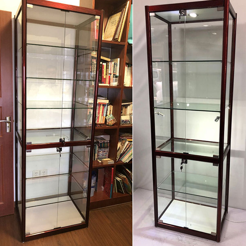 Modern Display Stand Black Frame Locking Curio Cabinet with Glass Shelves