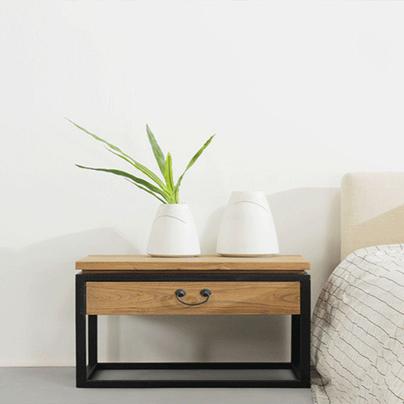 Industrial Pine Bed Nightstand Drawer Storage Night Table for Bedroom