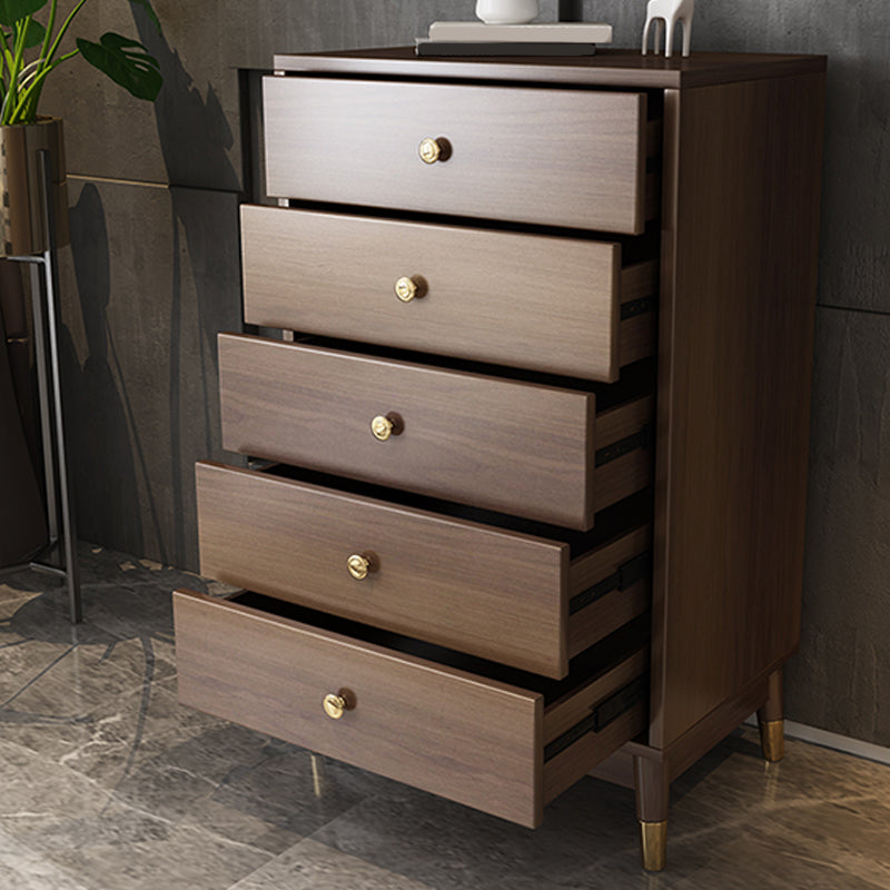 Glam Wooden Vertical Storage Chest Bedroom Chest with Drawers