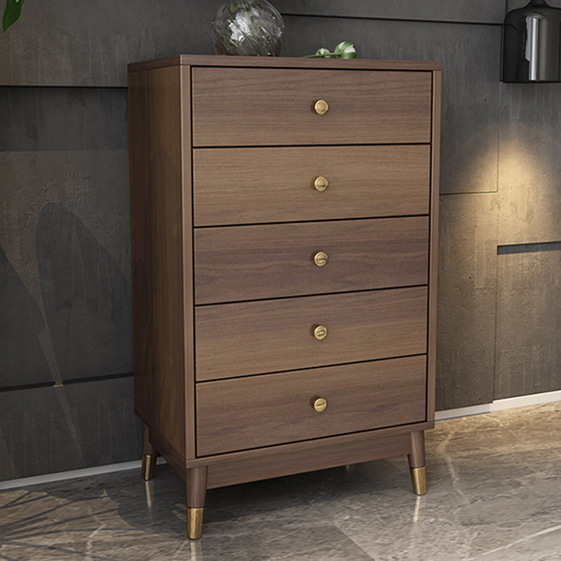 Glam Wooden Vertical Storage Chest Bedroom Chest with Drawers