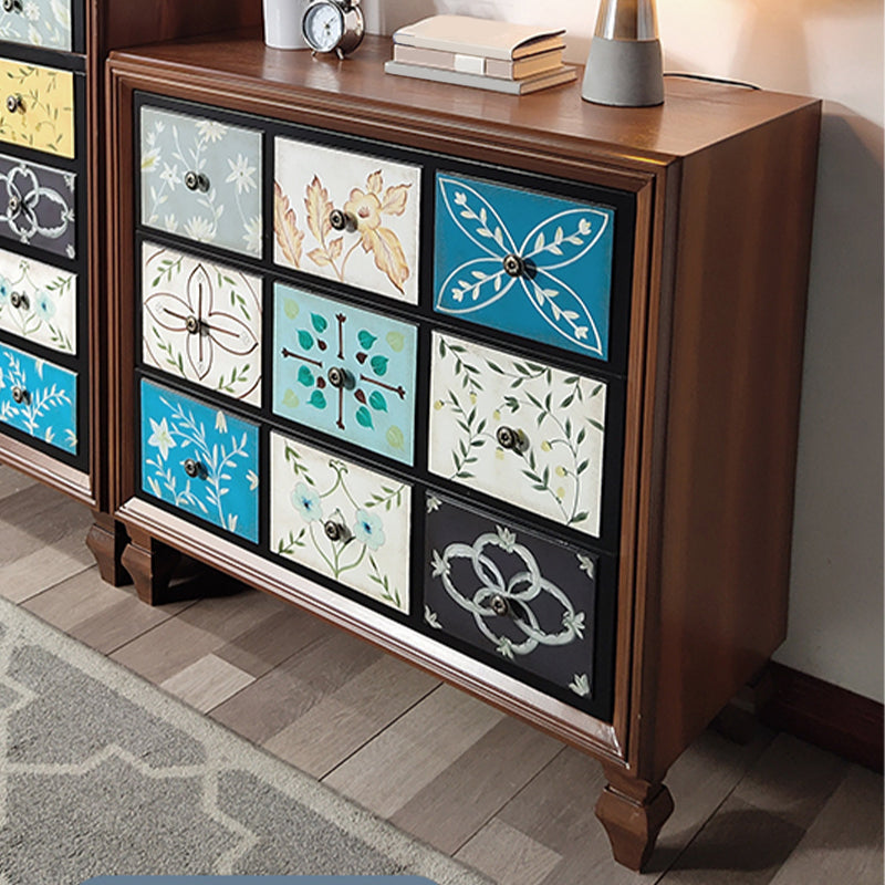 Traditional Wooden Bedroom Chest Horizontal Storage Chest with Drawers