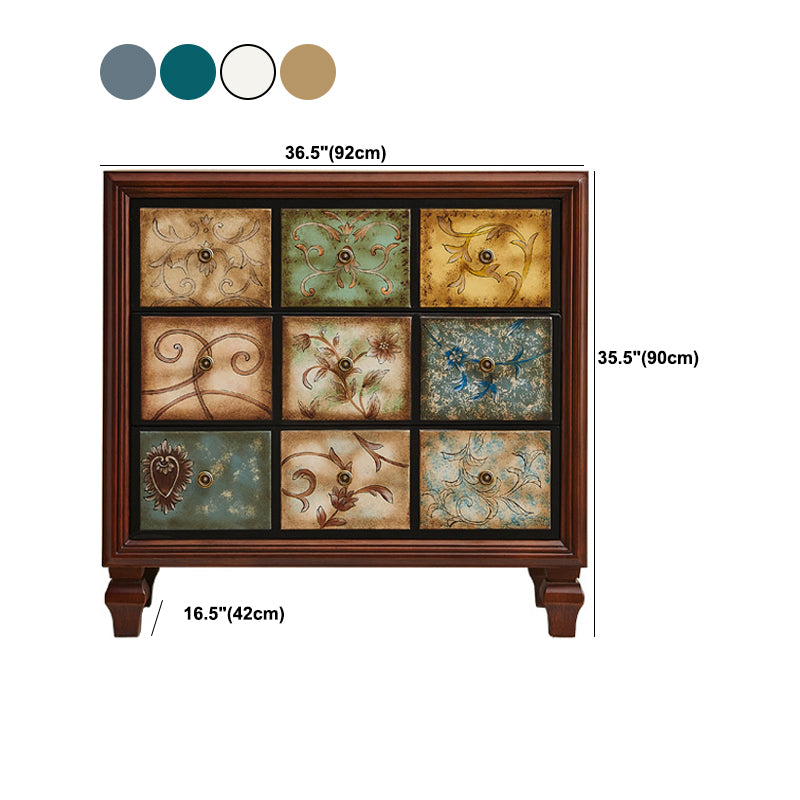 Traditional Wooden Bedroom Chest Horizontal Storage Chest with Drawers