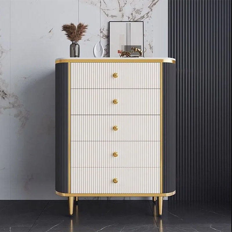 Glam Stone Bedroom Chest White 15" Wide Storage Chest with Drawers
