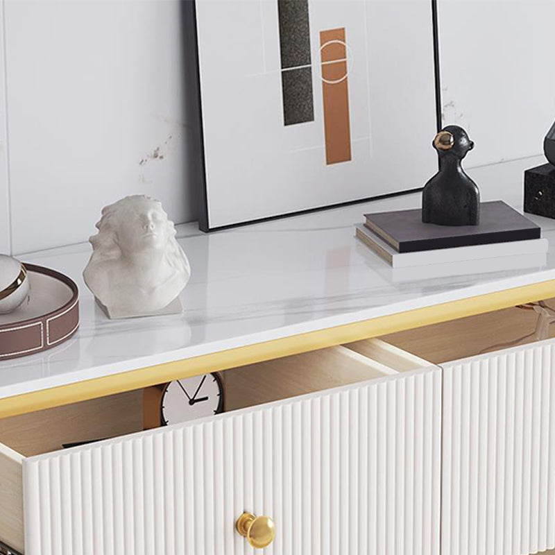 Glam Stone Bedroom Chest White 15" Wide Storage Chest with Drawers