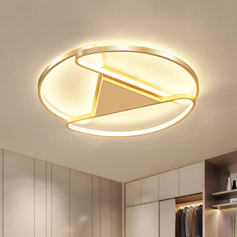 3-Semicircle Acrylic Flushmount Modernism 18"/23.5" Wide LED Gold Flush Mount Ceiling Light with Triangle Canopy Middle, Warm/White Light